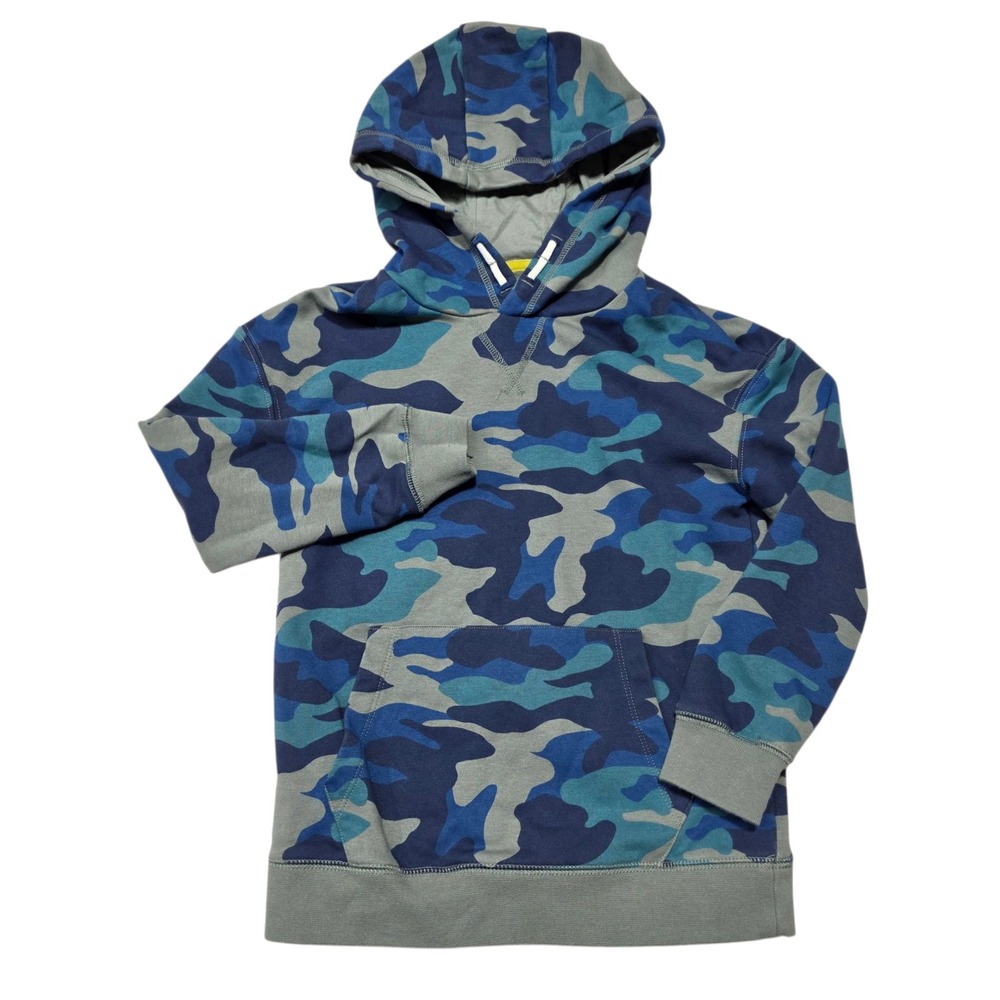 Boden Kids Camouflage Hoodie Blue Green Gray Cotton Hooded Sweatshirt‎ Size 7-8Y - Picture 2 of 6